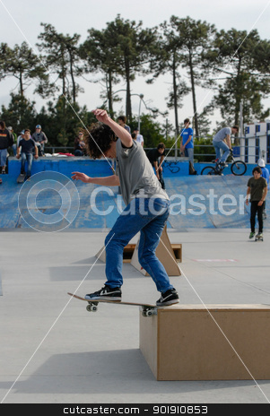 To use this stock image in your creative project, please select the size you need over to the right and click the "Add to Cart" button.
Your downloaded image will come with the Cutcaster watermark removed so don’t worry about the watermark you see on this page. Pedro Mano stock photo, ILHAVO, PORTUGAL - MARCH 16: Pedro Mano on a BS tail slide during the Skate Open Ilhavo on March 16, 2008 in Ilhavo, Portugal. by Homydesign