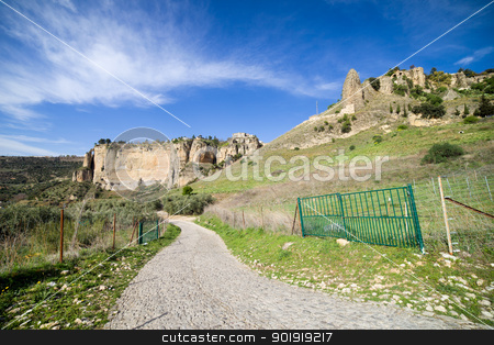 To use this stock image in your creative project, please select the size you need over to the right and click the "Add to Cart" button.
Your downloaded image will come with the Cutcaster watermark removed so don’t worry about the watermark you see on this page. Andalucia Countryside in Spain stock photo, Rural road through a scenic Andalusian hilly landscape in southern Spain, Malaga province. by Rognar
