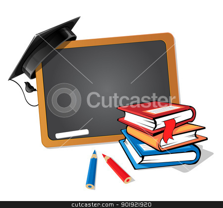 To use this stock image in your creative project, please select the size you need over to the right and click the "Add to Cart" button.
Your downloaded image will come with the Cutcaster watermark removed so don’t worry about the watermark you see on this page. Back to school stock vector clipart, Stack of books with a blackboard and a graduation hat background by Alfio Roberto Silvestro