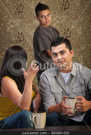 To use this stock image in your creative project, please select the size you need over to the right and click the "Add to Cart" button.
Your downloaded image will come with the Cutcaster watermark removed so don’t worry about the watermark you see on this page. Frustrated Parents stock photo, Frustrated mother and father with teen child by Scott Griessel