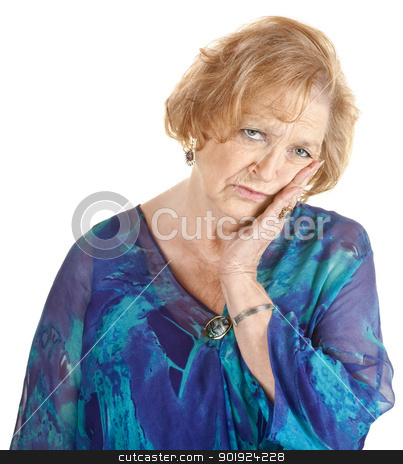 To use this stock image in your creative project, please select the size you need over to the right and click the "Add to Cart" button.
Your downloaded image will come with the Cutcaster watermark removed so don’t worry about the watermark you see on this page. Tired Older Woman stock photo, Tired older woman in blue with hand on cheek by Scott Griessel