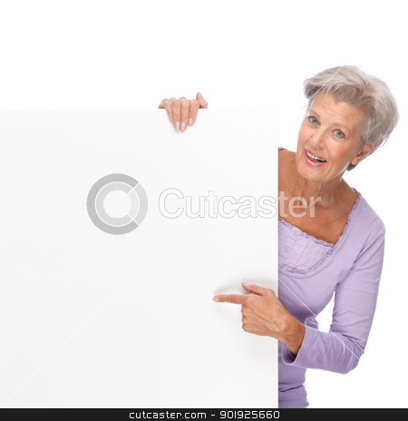 To use this stock image in your creative project, please select the size you need over to the right and click the "Add to Cart" button.
Your downloaded image will come with the Cutcaster watermark removed so don’t worry about the watermark you see on this page. Senior woman stock photo, Full isolated portrait of a beautiful and happy senior woman with blank sign by Picturehunter