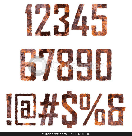 To use this stock image in your creative project, please select the size you need over to the right and click the "Add to Cart" button.
Your downloaded image will come with the Cutcaster watermark removed so don’t worry about the watermark you see on this page. Rusted letters stock vector clipart, Rusted digits and symbols by vtorous