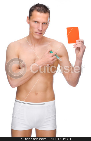 To use this stock image in your creative project, please select the size you need over to the right and click the "Add to Cart" button.
Your downloaded image will come with the Cutcaster watermark removed so don’t worry about the watermark you see on this page. Doping stock photo, Full isolated studio picture from a young naked man with syringe by Picturehunter