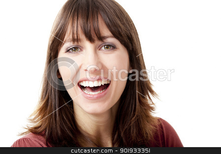 To use this stock image in your creative project, please select the size you need over to the right and click the "Add to Cart" button.
Your downloaded image will come with the Cutcaster watermark removed so don’t worry about the watermark you see on this page. Laughing stock photo, Beautiful woman looking at camera and laughing, isolated on a white background by ikostudio