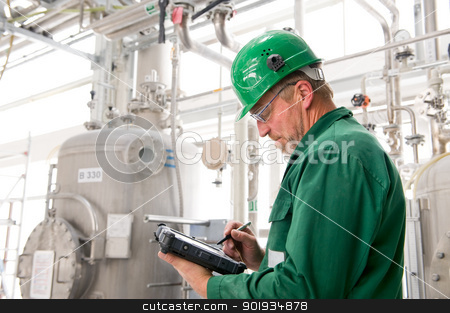 To use this stock image in your creative project, please select the size you need over to the right and click the "Add to Cart" button.
Your downloaded image will come with the Cutcaster watermark removed so don’t worry about the watermark you see on this page. Industrial worker stock photo, Middle aged industrial worker with notebook by Picturehunter