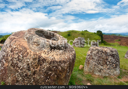 To use this stock image in your creative project, please select the size you need over to the right and click the "Add to Cart" button.
Your downloaded image will come with the Cutcaster watermark removed so don’t worry about the watermark you see on this page. Plain of Jars, Phonsavan, Xieng Khuang province, Laos. stock photo, Ancient archaeological site Plain of Jars, Xieng Khuang province, Laos. by Pablo Caridad