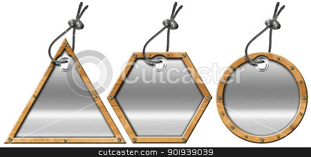 To use this stock image in your creative project, please select the size you need over to the right and click the "Add to Cart" button.
Your downloaded image will come with the Cutcaster watermark removed so don’t worry about the watermark you see on this page. Set of Metal and Wood Tags - 3 Items stock photo, Three wooden and metallic empty tags with steel cable
by catalby