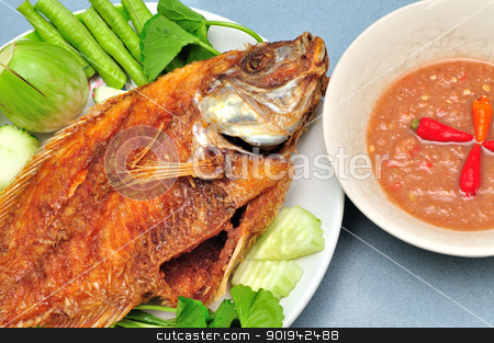 To use this stock image in your creative project, please select the size you need over to the right and click the "Add to Cart" button.
Your downloaded image will come with the Cutcaster watermark removed so don’t worry about the watermark you see on this page. Pan fried fish stock photo, Pan fried fish , chili sauce , vegetable by bigjom