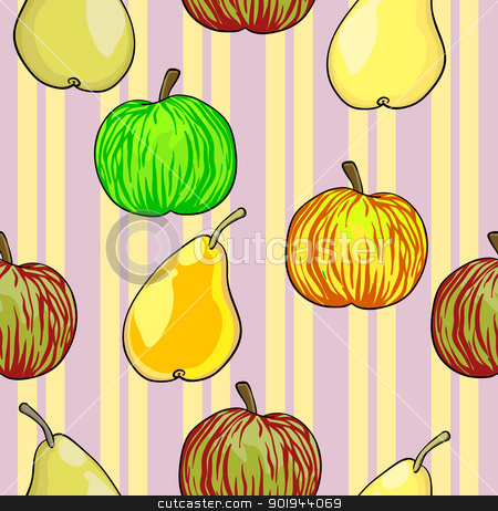 To use this stock image in your creative project, please select the size you need over to the right and click the "Add to Cart" button.
Your downloaded image will come with the Cutcaster watermark removed so don’t worry about the watermark you see on this page. Seamless fruit pattern apples and pears stock vector clipart, Seamless fruit pattern apples and pears vector illustration by aarrows