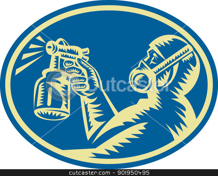 To use this stock image in your creative project, please select the size you need over to the right and click the "Add to Cart" button.
Your downloaded image will come with the Cutcaster watermark removed so don’t worry about the watermark you see on this page. Spray Painter Spraying Gun Retro stock vector clipart, Illustration of a spray painter spraying paint spray gun done in woodcut retro style set inside ellipse viewed from side. by patrimonio