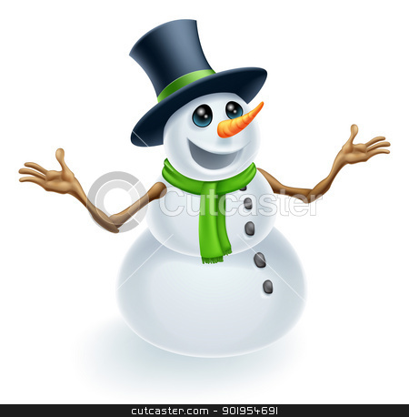 To use this stock image in your creative project, please select the size you need over to the right and click the "Add to Cart" button.
Your downloaded image will come with the Cutcaster watermark removed so don’t worry about the watermark you see on this page. Fun Christmas Snowman stock vector clipart, Fun cute Christmas Snowman smiling and wearing a top hat by Christos Georghiou