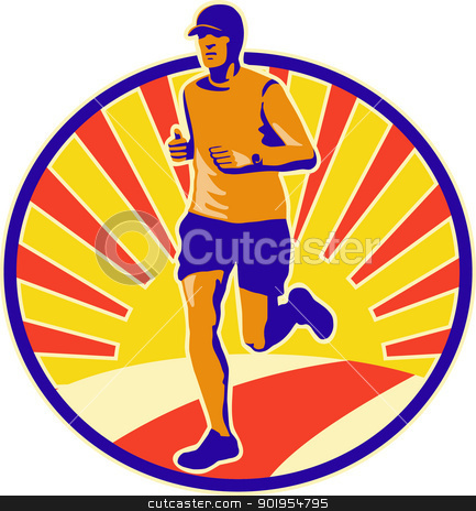 To use this stock image in your creative project, please select the size you need over to the right and click the "Add to Cart" button.
Your downloaded image will come with the Cutcaster watermark removed so don’t worry about the watermark you see on this page. Marathon Runner Athlete Running stock vector clipart, Illustration of marathon triathlete runner running done in retro style. by patrimonio