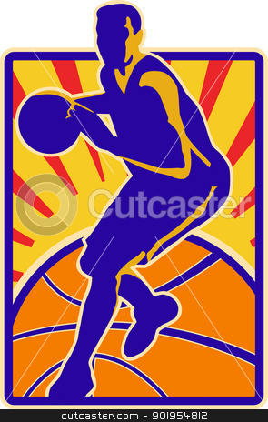To use this stock image in your creative project, please select the size you need over to the right and click the "Add to Cart" button.
Your downloaded image will come with the Cutcaster watermark removed so don’t worry about the watermark you see on this page. Basketball Player Dribbling Ball Retro stock vector clipart, Illustration of a basketball player dribbling ball set inside rectangle with sunburst on isolated white background. by patrimonio