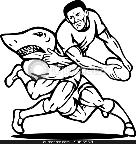 To use this stock image in your creative project, please select the size you need over to the right and click the "Add to Cart" button.
Your downloaded image will come with the Cutcaster watermark removed so don’t worry about the watermark you see on this page. Rugby player about to pass the ball stock photo, illustration of a Rugby player about to pass the ball tackled attacked by shark done in black and white. by patrimonio