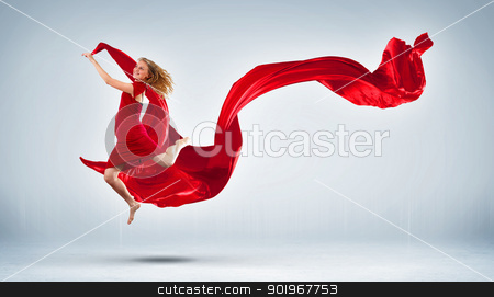 To use this stock image in your creative project, please select the size you need over to the right and click the "Add to Cart" button.
Your downloaded image will come with the Cutcaster watermark removed so don’t worry about the watermark you see on this page. Modern style dancer posing stock photo, Portrait of a dancing young woman with red fabric by Sergey Nivens