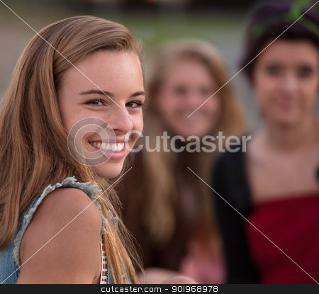 To use this stock image in your creative project, please select the size you need over to the right and click the "Add to Cart" button.
Your downloaded image will come with the Cutcaster watermark removed so don’t worry about the watermark you see on this page. Cute Girl Looking Over Shoulder stock photo, Pretty European teenage girl with smile looking over shoulder by Scott Griessel