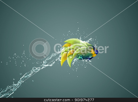 To use this stock image in your creative project, please select the size you need over to the right and click the "Add to Cart" button.
Your downloaded image will come with the Cutcaster watermark removed so don’t worry about the watermark you see on this page. Angelfish jumping stock photo, Angelfish jumping, good concept for Recklessness and challenge concept. by Designsstock