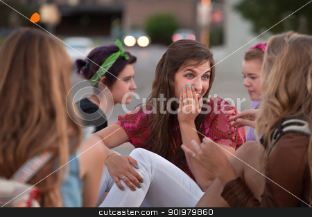 To use this stock image in your creative project, please select the size you need over to the right and click the "Add to Cart" button.
Your downloaded image will come with the Cutcaster watermark removed so don’t worry about the watermark you see on this page. Whispering Teen Female with Friends stock photo, Pretty group of European girls whispering with each other by Scott Griessel