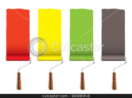 To use this stock image in your creative project, please select the size you need over to the right and click the "Add to Cart" button.
Your downloaded image will come with the Cutcaster watermark removed so don’t worry about the watermark you see on this page. Paint roller stripe stock vector clipart, Red yellow greena and silver roller paint stripe icon by Michael Travers