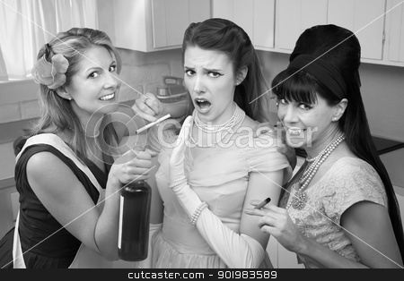To use this stock image in your creative project, please select the size you need over to the right and click the "Add to Cart" button.
Your downloaded image will come with the Cutcaster watermark removed so don’t worry about the watermark you see on this page. Shocked Woman With Her Friends stock photo, Young woman with her friends smoking and drinking in the kitchen by Scott Griessel