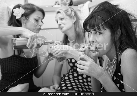 To use this stock image in your creative project, please select the size you need over to the right and click the "Add to Cart" button.
Your downloaded image will come with the Cutcaster watermark removed so don’t worry about the watermark you see on this page. Weeping Woman Drinking stock photo, Mascara-smeared, drunk, sobbing women on kitchen floor by Scott Griessel