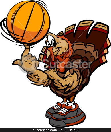 To use this stock image in your creative project, please select the size you need over to the right and click the "Add to Cart" button.
Your downloaded image will come with the Cutcaster watermark removed so don’t worry about the watermark you see on this page. Basketball Thanksgiving Holiday Turkey Cartoon Vector Illustrati stock vector clipart, Cartoon Vector Image of a Thanksgiving Holiday Soccer Turkey spinning a Basketball Ball on Its Finger by chromaco