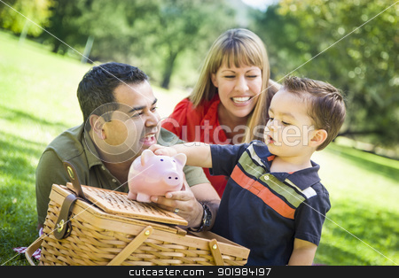 To use this stock image in your creative project, please select the size you need over to the right and click the "Add to Cart" button.
Your downloaded image will come with the Cutcaster watermark removed so don’t worry about the watermark you see on this page. Mixed Race Couple Give Their Son a Piggy Bank at the Park stock photo, Happy Mixed Race Couple Give Their Son a Piggy Bank at a Picnic in the Park. by Andy Dean