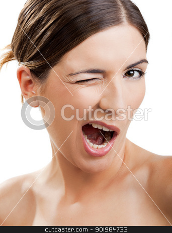 To use this stock image in your creative project, please select the size you need over to the right and click the "Add to Cart" button.
Your downloaded image will come with the Cutcaster watermark removed so don’t worry about the watermark you see on this page. Blink eyes stock photo, Portrait of a beautiful woman blinking eyes by ikostudio