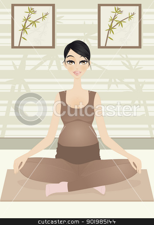 To use this stock image in your creative project, please select the size you need over to the right and click the "Add to Cart" button.
Your downloaded image will come with the Cutcaster watermark removed so don’t worry about the watermark you see on this page. Pregnant woman in yoga pose stock vector clipart, An illustration of pregnant woman looking for relaxation with yoga by Elsyann