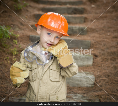 To use this stock image in your creative project, please select the size you need over to the right and click the "Add to Cart" button.
Your downloaded image will come with the Cutcaster watermark removed so don’t worry about the watermark you see on this page. Adorable Child Boy with Big Gloves Playing Handyman Outside stock photo, Happy Adorable Child Boy with Big Gloves, Hard Hat and Goggles Playing Handyman Outside. by Andy Dean