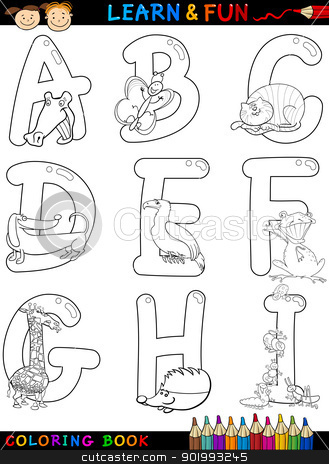 To use this stock image in your creative project, please select the size you need over to the right and click the "Add to Cart" button.
Your downloaded image will come with the Cutcaster watermark removed so don’t worry about the watermark you see on this page. Cartoon Alphabet with Animals for coloring stock vector clipart, Cartoon Alphabet Coloring Book or Page Set with Funny Animals for Children Education and Fun by Igor Zakowski