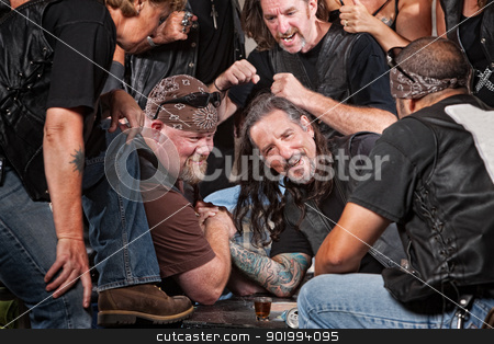 To use this stock image in your creative project, please select the size you need over to the right and click the "Add to Cart" button.
Your downloaded image will come with the Cutcaster watermark removed so don’t worry about the watermark you see on this page. Man Loses Arm Wrestling Contest stock photo, Man loses an arm wrestling match with tough gang member by Scott Griessel
