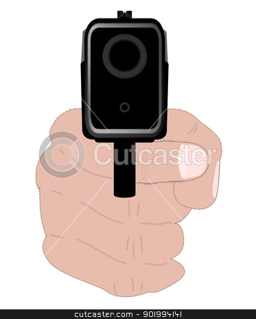 To use this stock image in your creative project, please select the size you need over to the right and click the "Add to Cart" button.
Your downloaded image will come with the Cutcaster watermark removed so don’t worry about the watermark you see on this page. Hand Gun stock vector clipart, An automatic hand gun aimed at the viewer. by Kotto