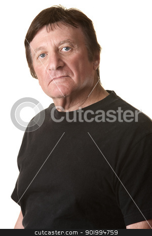 To use this stock image in your creative project, please select the size you need over to the right and click the "Add to Cart" button.
Your downloaded image will come with the Cutcaster watermark removed so don’t worry about the watermark you see on this page. Skeptical Man stock photo, Skeptical mature Caucasian man over white background by Scott Griessel