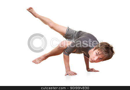 To use this stock image in your creative project, please select the size you need over to the right and click the "Add to Cart" button.
Your downloaded image will come with the Cutcaster watermark removed so don’t worry about the watermark you see on this page. Young Man Does Yogasana stock photo, Young man in Koundinyasana posture over white background by Scott Griessel