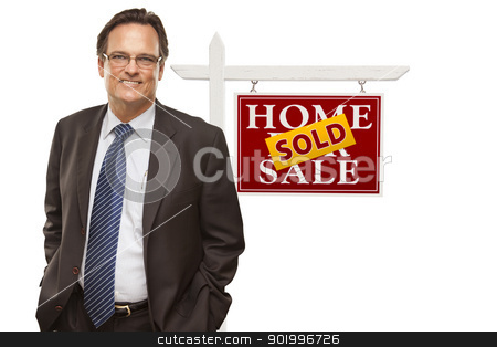 To use this stock image in your creative project, please select the size you need over to the right and click the "Add to Cart" button.
Your downloaded image will come with the Cutcaster watermark removed so don’t worry about the watermark you see on this page. Businessman and Sold Home For Sale Real Estate Sign Isolated stock photo, Businessman in Front of Sold Home For Sale Real Estate Sign Isolated on a White Background. by Andy Dean