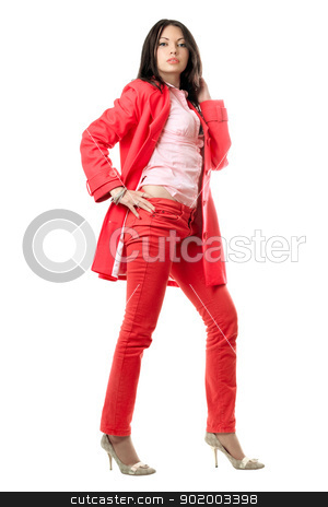 To use this stock image in your creative project, please select the size you need over to the right and click the "Add to Cart" button.
Your downloaded image will come with the Cutcaster watermark removed so don’t worry about the watermark you see on this page. Beautiful young brunette in red suit. Isolated stock photo, Beautiful young brunette in red suit. Isolated on white by Sergii Sukhorukov