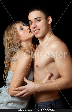 To use this stock image in your creative project, please select the size you need over to the right and click the "Add to Cart" button.
Your downloaded image will come with the Cutcaster watermark removed so don’t worry about the watermark you see on this page. Portrait of a passionate beautiful young couple stock photo, Portrait of a passionate beautiful young couple. Isolated on black by Sergii Sukhorukov