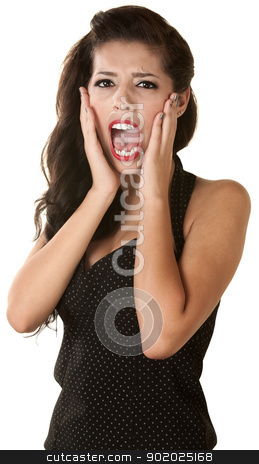 To use this stock image in your creative project, please select the size you need over to the right and click the "Add to Cart" button.
Your downloaded image will come with the Cutcaster watermark removed so don’t worry about the watermark you see on this page. Screaming Female Youth stock photo, Screaming Latina female on isolated white background by Scott Griessel