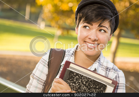 To use this stock image in your creative project, please select the size you need over to the right and click the "Add to Cart" button.
Your downloaded image will come with the Cutcaster watermark removed so don’t worry about the watermark you see on this page. Portrait of Mixed Race Female Student Looking Away stock photo, Outdoor Portrait of a Pretty Mixed Race Female Student Holding Books Looking Away. by Andy Dean