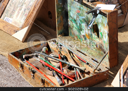 To use this stock image in your creative project, please select the size you need over to the right and click the "Add to Cart" button.
Your downloaded image will come with the Cutcaster watermark removed so don’t worry about the watermark you see on this page. Art brushes in the old suitcase stock photo, Art on the street art brushes in the old suitcase by Tatiana Mihaliova