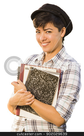 To use this stock image in your creative project, please select the size you need over to the right and click the "Add to Cart" button.
Your downloaded image will come with the Cutcaster watermark removed so don’t worry about the watermark you see on this page. Portrait of Mixed Race Female Student Holding Books Isolated stock photo, Portrait of Pretty Mixed Race Female Student Holding Books Isolated on a White Background. by Andy Dean
