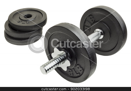 To use this stock image in your creative project, please select the size you need over to the right and click the "Add to Cart" button.
Your downloaded image will come with the Cutcaster watermark removed so don’t worry about the watermark you see on this page. dumbbell and plates stock photo, cast iron dumbbell and weight plates isolated on white background by Marek Uliasz