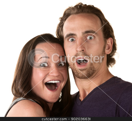 To use this stock image in your creative project, please select the size you need over to the right and click the "Add to Cart" button.
Your downloaded image will come with the Cutcaster watermark removed so don’t worry about the watermark you see on this page. Surprised Couple stock photo, Surprised white man and woman over isolated background by Scott Griessel