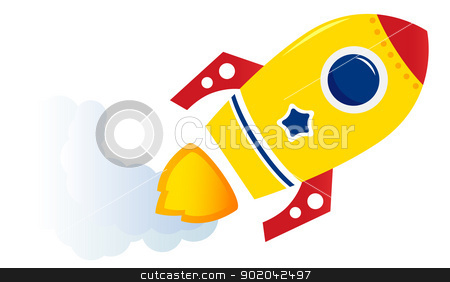 To use this stock image in your creative project, please select the size you need over to the right and click the "Add to Cart" button.
Your downloaded image will come with the Cutcaster watermark removed so don’t worry about the watermark you see on this page. Flying cartoon yellow rocket isolated on white stock vector clipart, Cartoon spaceship isolated on white. Vector illustration
by BEEANDGLOW