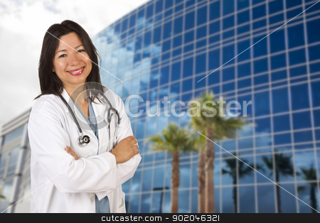 To use this stock image in your creative project, please select the size you need over to the right and click the "Add to Cart" button.
Your downloaded image will come with the Cutcaster watermark removed so don’t worry about the watermark you see on this page. Attractive Hispanic Doctor or Nurse in Front of Building stock photo, Attractive Hispanic Doctor or Nurse in Front of Corporate Building. by Andy Dean