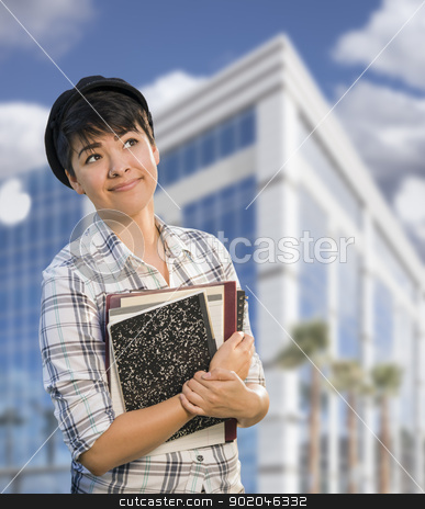 To use this stock image in your creative project, please select the size you need over to the right and click the "Add to Cart" button.
Your downloaded image will come with the Cutcaster watermark removed so don’t worry about the watermark you see on this page. Mixed Race Female Student Holding Books in Front of Building stock photo, Attractive Mixed Race Female Student Holding Books in Front of Building. by Andy Dean