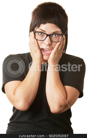 To use this stock image in your creative project, please select the size you need over to the right and click the "Add to Cart" button.
Your downloaded image will come with the Cutcaster watermark removed so don’t worry about the watermark you see on this page. Lady with Hands on Cheeks stock photo, Overwhelmed young woman with hands on cheeks by Scott Griessel