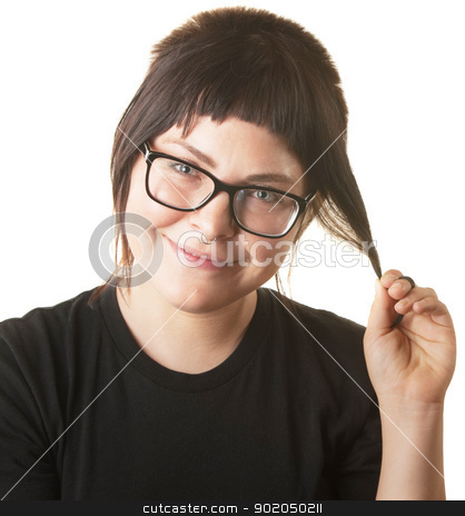 To use this stock image in your creative project, please select the size you need over to the right and click the "Add to Cart" button.
Your downloaded image will come with the Cutcaster watermark removed so don’t worry about the watermark you see on this page. Smiling Female Playing with Hair stock photo, Young woman playing with hair and grinning by Scott Griessel